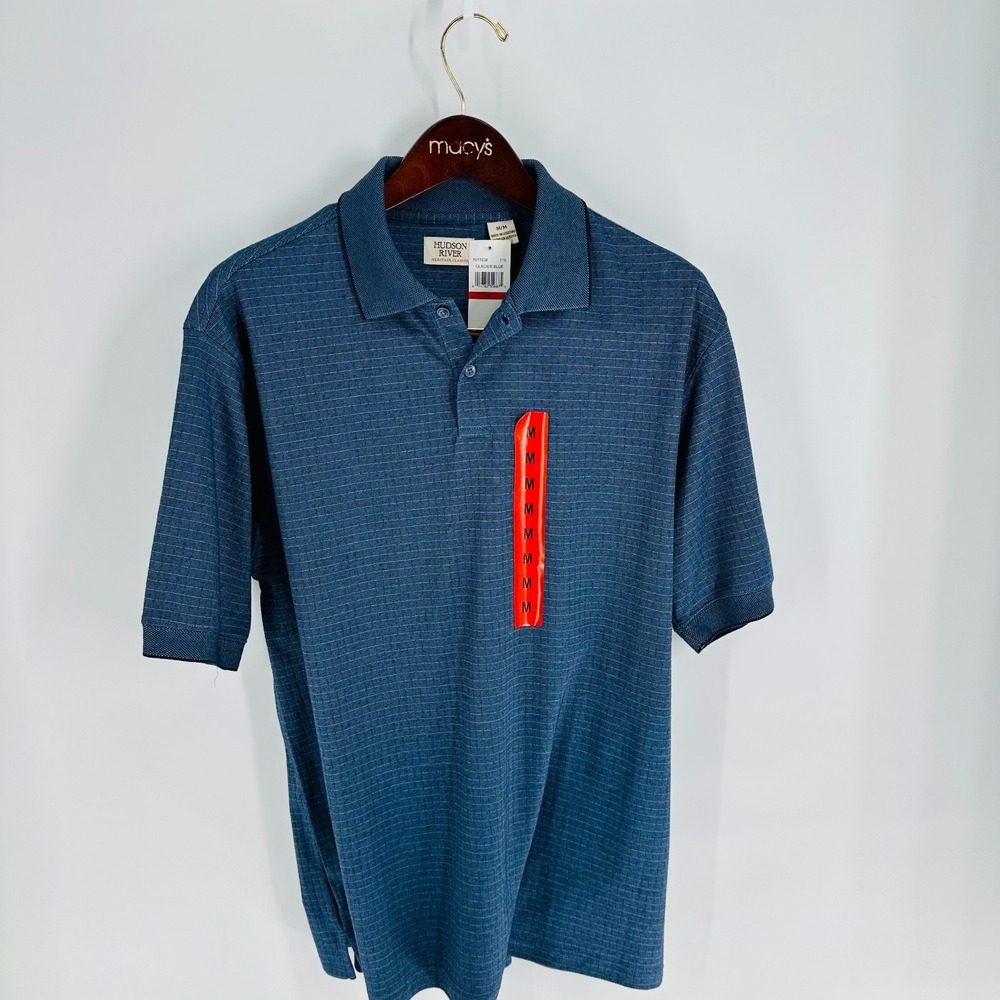 NWT Hudson‎ River Heritage Classics Textured Polo Shirt Glacier Blue Size M